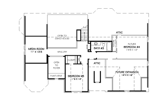Floor Plan - Upper Floor for Traditional House Plan #424-383 - 3 bed, 3 bath