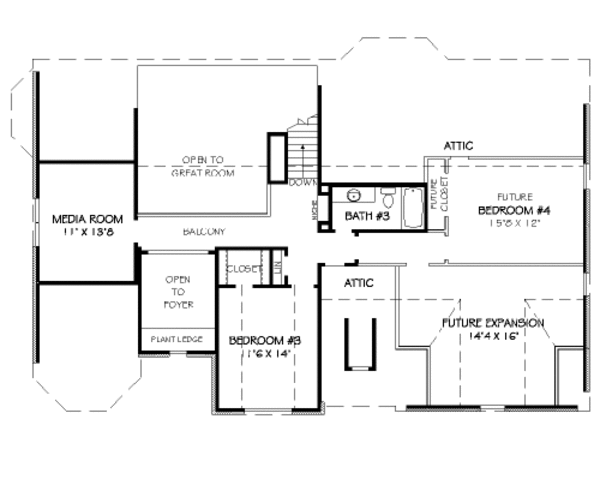 Traditional Floor Plan - Upper Floor Plan #424-383
