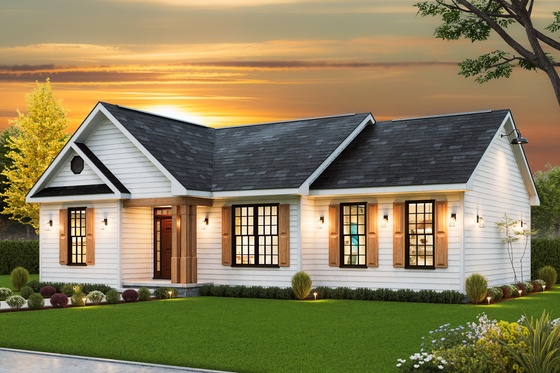 Exterior - Front Elevation 3 for Traditional House Plan #54-654 - 3 bed, 2 bath