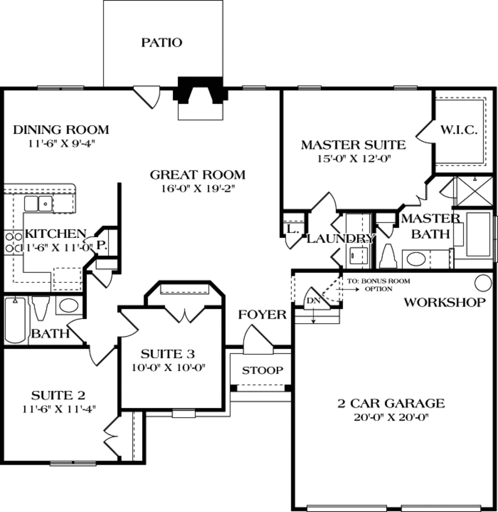Craftsman Style House Plan - 3 Beds 2 Baths 1400 Sq/Ft Plan #453-65 ...