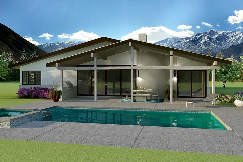 Architectural House Design - Exterior - Rear Elevation for Ranch House Plan #489-3 - 4 bed, 2.5 bath