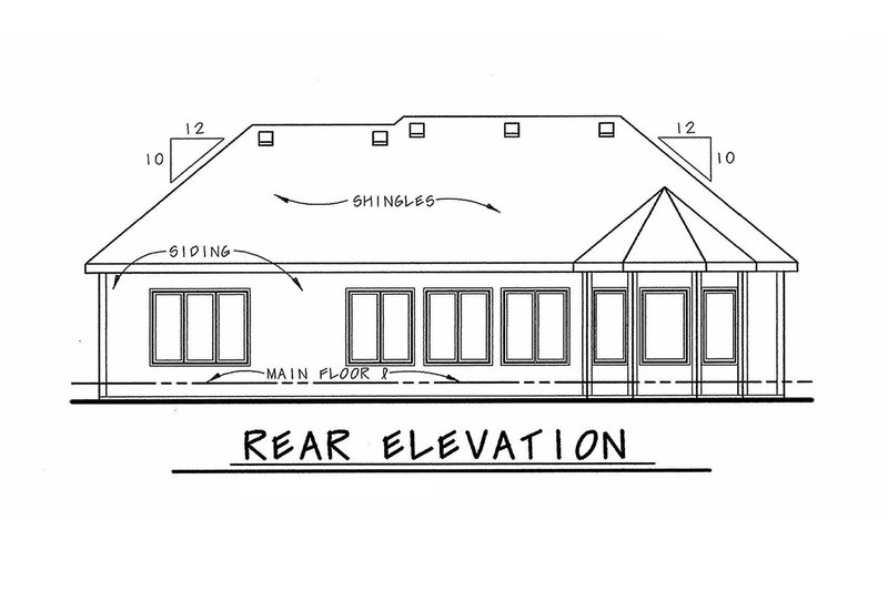 House Plan Design - Exterior - Rear Elevation for European House Plan #20-1422 - 2 bed, 2 bath