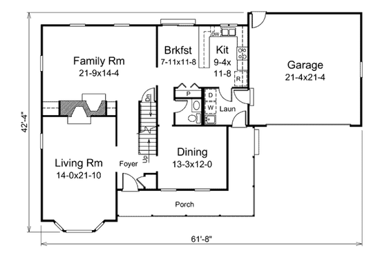 Floor Plan - Main Floor for Victorian House Plan #57-540 - 4 bed, 2.5 bath