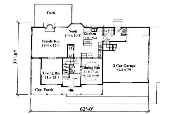 Floor Plan - Main Floor for Traditional House Plan #75-154 - 3 bed, 2.5 bath
