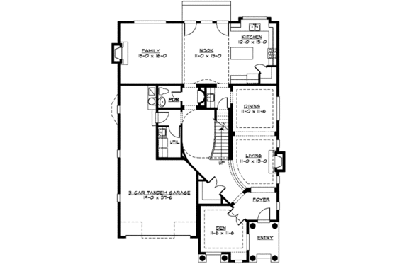 Floor Plan - Main Floor for European House Plan #132-157 - 4 bed, 3.5 bath