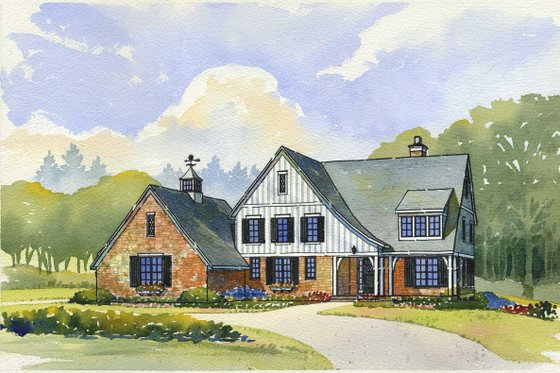 Exterior - Front Elevation for Country House Plan #901-101 - 4 bed, 3.5 bath