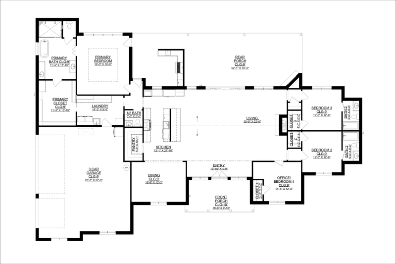 House Design - Floor Plan - Main Floor for Contemporary House Plan #1127-7 - 4 bed, 3.5 bath