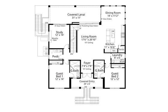 Floor Plan - Main Floor for Beach House Plan #938-128 - 3 bed, 3.5 bath