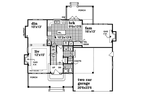 Floor Plan - Main Floor for Traditional House Plan #47-387 - 4 bed, 2.5 bath