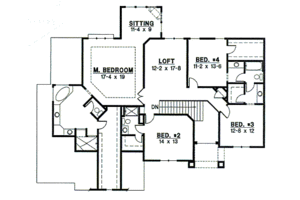 Floor Plan - Upper Floor for Traditional House Plan #67-829 - 4 bed, 3 bath