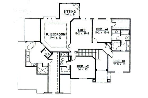 Floor Plan - Upper Floor for Traditional House Plan #67-829 - 4 bed, 3 bath