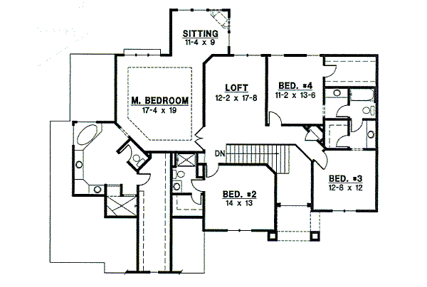 Traditional Floor Plan - Upper Floor Plan #67-829