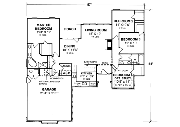 House Design - Ranch Floor Plan - Main Floor Plan #20-357