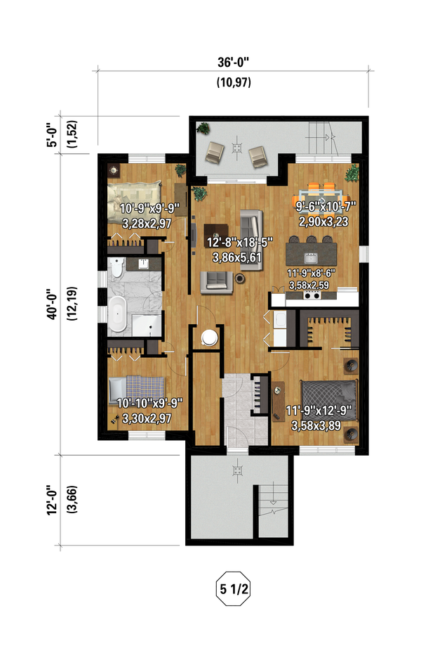 Farmhouse Floor Plan - Lower Floor Plan #25-4979