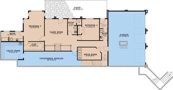 House Blueprint - Modern Floor Plan - Lower Floor Plan #923-432