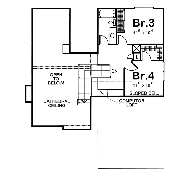 Architectural House Design - European Floor Plan - Upper Floor Plan #20-1225