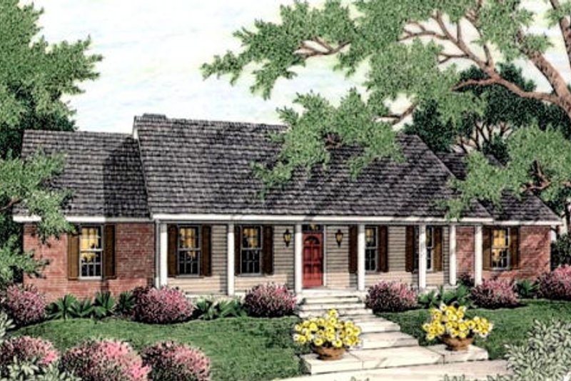 Dream House Plan - Farmhouse Exterior - Front Elevation Plan #406-126
