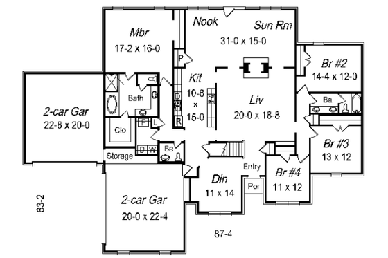 Floor Plan - Main Floor for European House Plan #329-297 - 5 bed, 3.5 bath