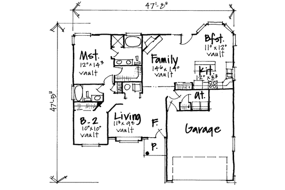 Floor Plan - Main Floor for Traditional House Plan #308-195 - 2 bed, 2 bath