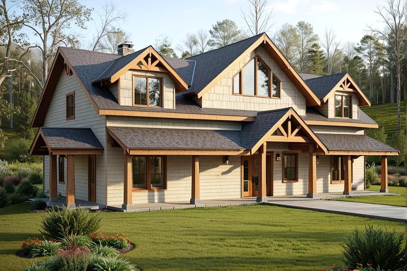 Exterior - Front Elevation 2 for Cabin House Plan #117-573 - 4 bed, 3.5 bath