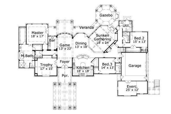 Floor Plan - Main Floor for Traditional House Plan #411-610 - 4 bed, 4.5 bath
