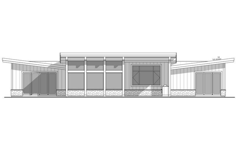 House Design - Exterior - Rear Elevation for Contemporary House Plan #1086-6 - 3 bed, 2 bath