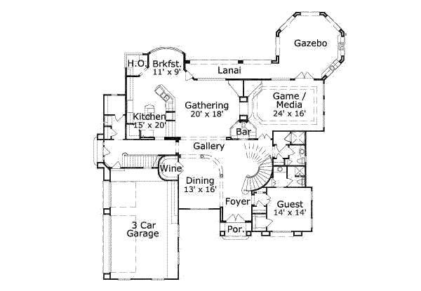 Mediterranean Floor Plan - Main Floor Plan #411-121