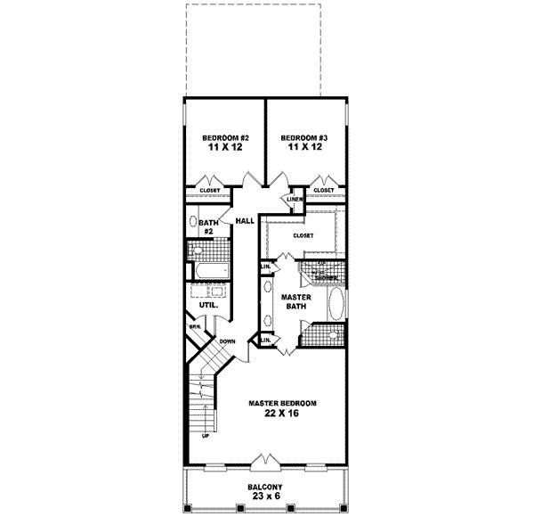 Southern Floor Plan - Upper Floor Plan #81-461