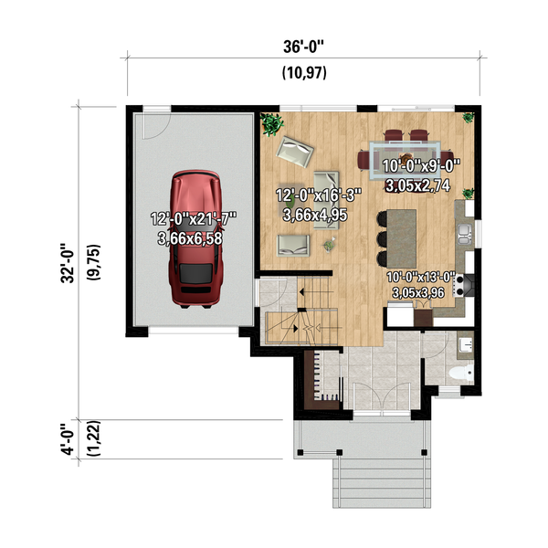 Contemporary Floor Plan - Main Floor Plan #25-4978