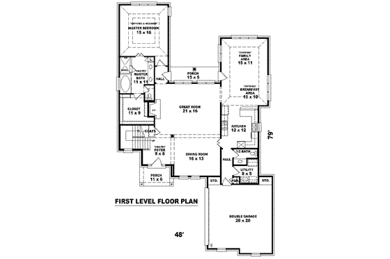 Floor Plan - Main Floor for European House Plan #81-1509 - 3 bed, 2.5 bath