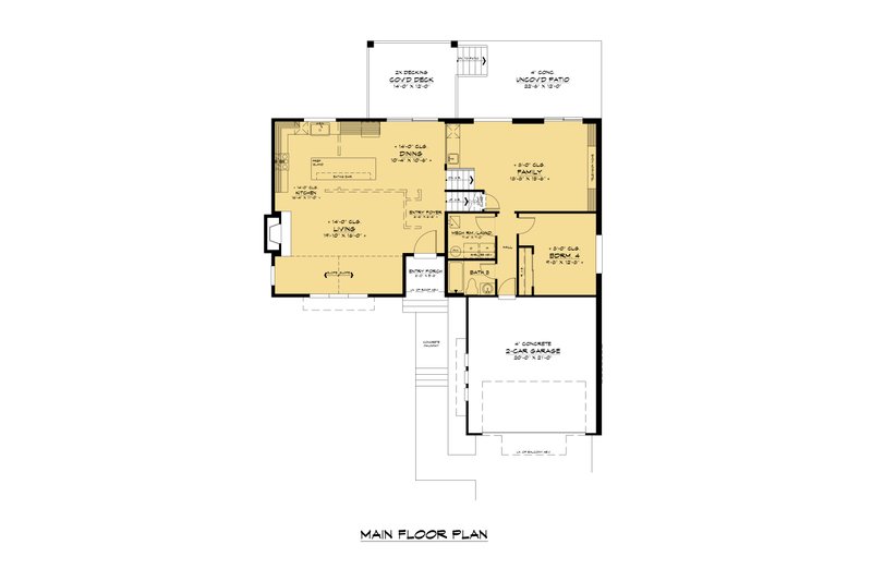 House Blueprint - Floor Plan - Main Floor for Contemporary House Plan #1066-158 - 4 bed, 3 bath