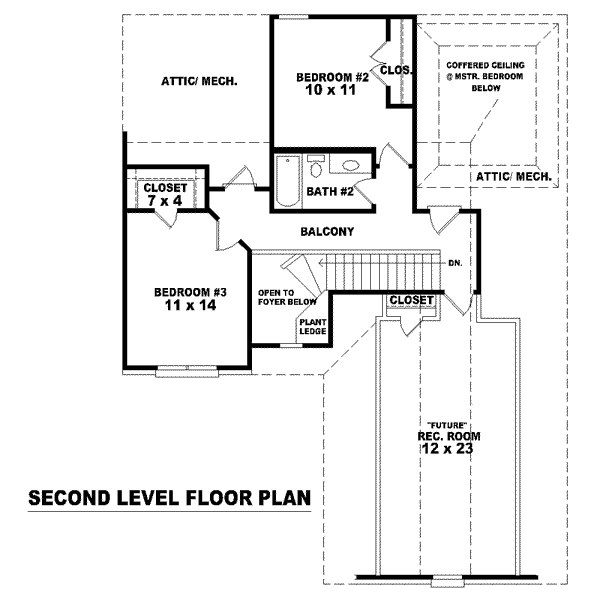 Floor Plan - Upper Floor for European House Plan #81-1388 - 3 bed, 2.5 bath