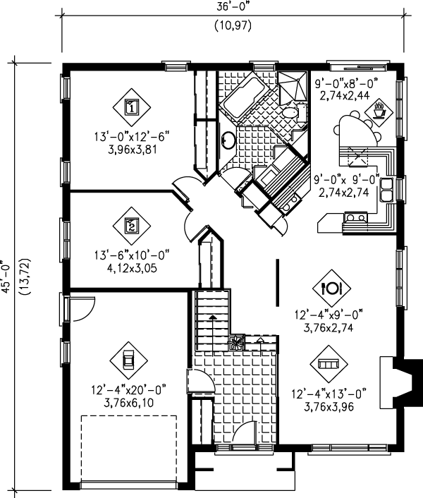 Traditional Floor Plan - Main Floor Plan #25-1025