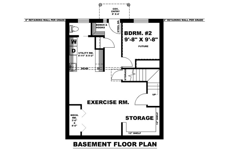 House Blueprint - Floor Plan - Lower Floor for Contemporary House Plan #117-974 - 1 bed, 1 bath