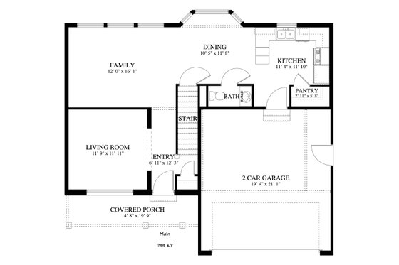 Floor Plan - Main Floor for Traditional House Plan #1060-4 - 3 bed, 2.5 bath