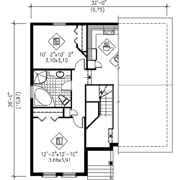 European Floor Plan - Upper Floor Plan #25-394
