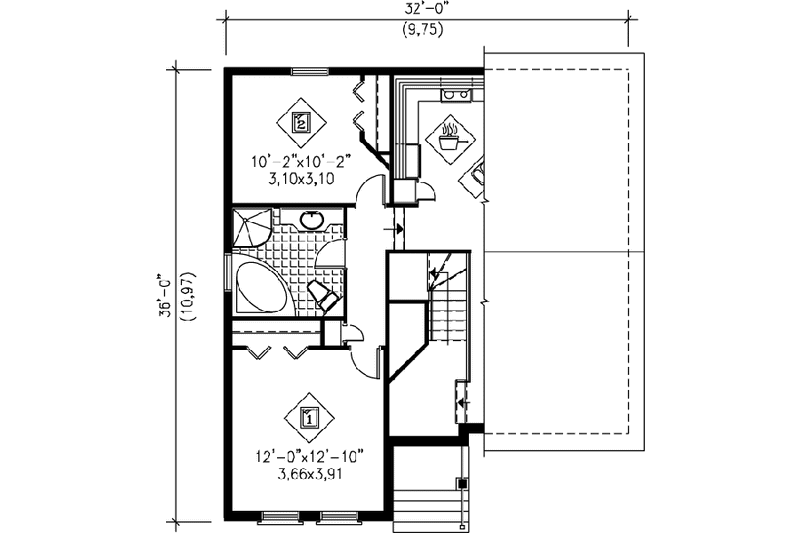 Architectural House Design - Floor Plan - Upper Floor for European House Plan #25-394 - 3 bed, 1 bath