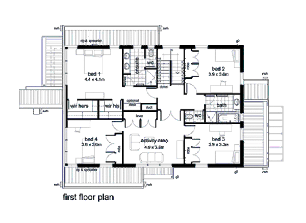 Modern Floor Plan - Upper Floor Plan #496-11