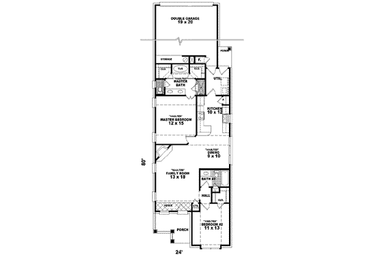 Floor Plan - Main Floor for Traditional House Plan #81-472 - 2 bed, 2 bath