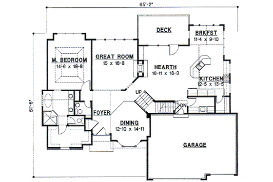 Floor Plan - Main Floor for Traditional House Plan #67-722 - 4 bed, 3 bath