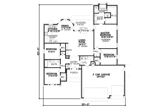 Floor Plan - Main Floor for Traditional House Plan #65-309 - 4 bed, 2 bath