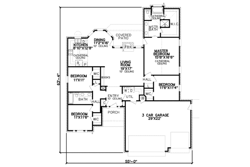 Traditional Style House Plan - 4 Beds 2 Baths 1828 Sq/Ft Plan #65-309 ...