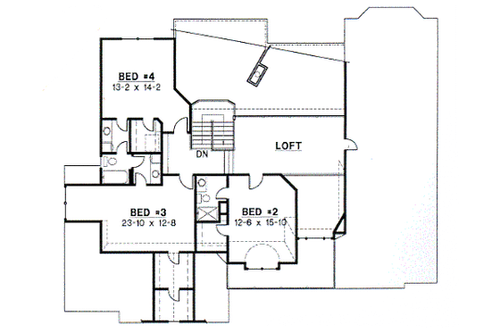 Floor Plan - Upper Floor for European House Plan #67-453 - 4 bed, 3.5 bath
