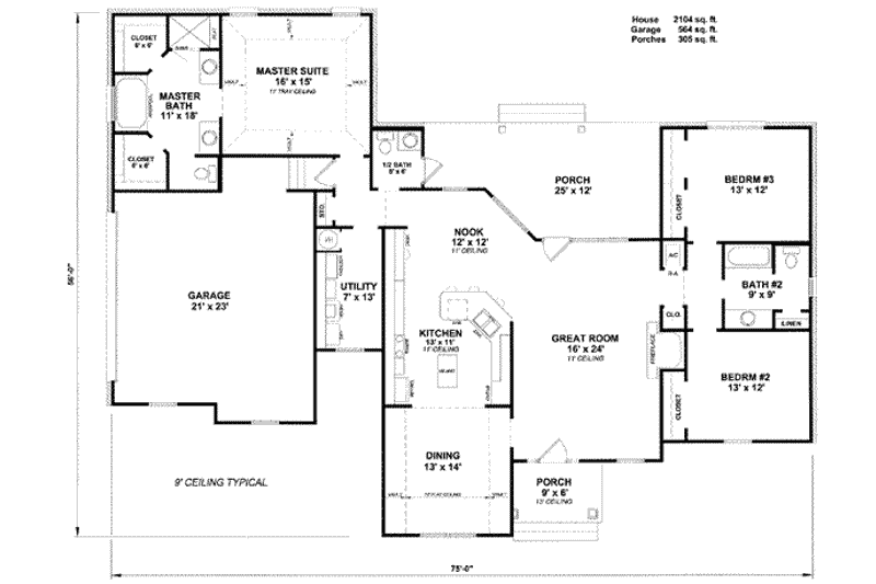 House Plan Design - Floor Plan - Main Floor for Mediterranean House Plan #14-158 - 3 bed, 2.5 bath