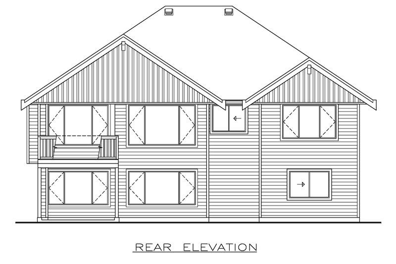 House Blueprint - Exterior - Rear Elevation for Craftsman House Plan #1100-123 - 3 bed, 2 bath