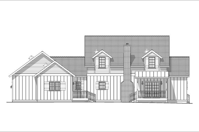 House Design - Exterior - Rear Elevation 1 for Farmhouse House Plan #1099-13 - 4 bed, 2.5 bath
