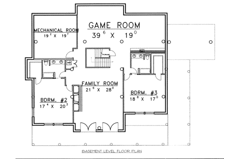 Architectural House Design - Floor Plan - Lower Floor for Modern House Plan #117-487 - 4 bed, 5 bath