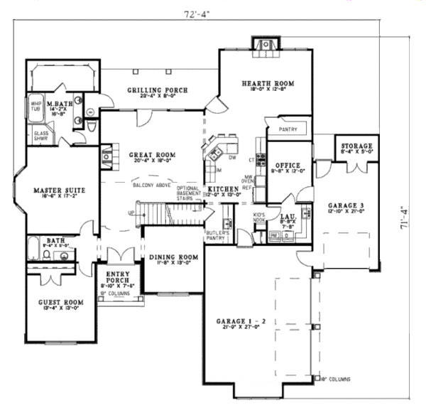 House Blueprint - European Floor Plan - Main Floor Plan #17-2302