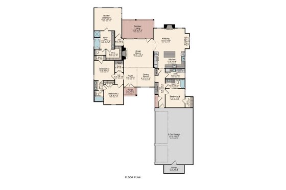 Floor Plan - Main Floor for Farmhouse House Plan #1081-26 - 4 bed, 3 bath