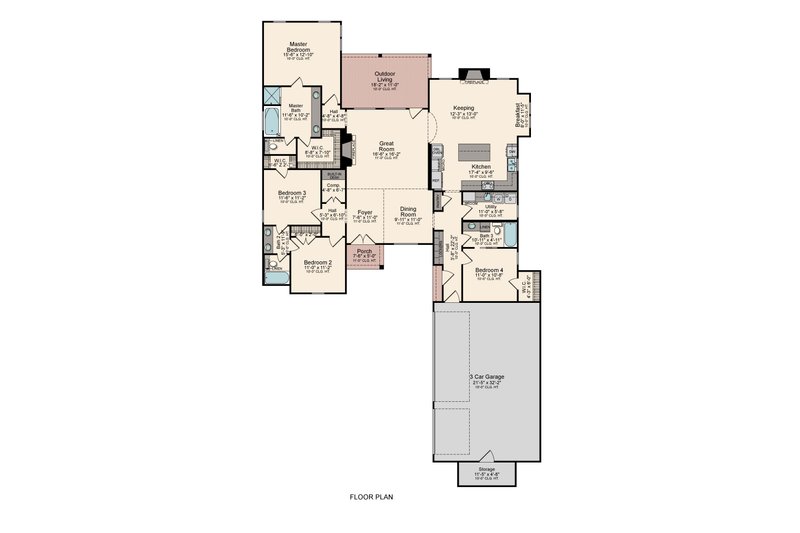 Home Plan - Floor Plan - Main Floor for Farmhouse House Plan #1081-26 - 4 bed, 3 bath
